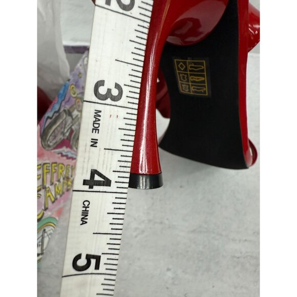 NIB‎ Jeffrey Campbell Flower Power Heels Red Patent Leather Ankle Strap Sz 40 - Picture 5 of 10